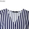 Casual Zanzea Short Vneck Women Sleeve Stripe Dress