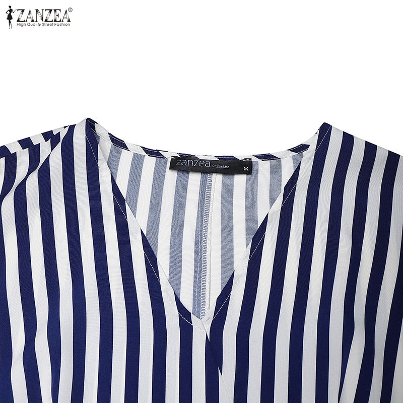 Casual Zanzea Short Vneck Women Sleeve Stripe Dress