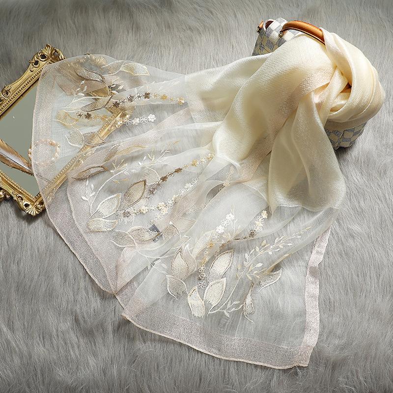 Fashion  Silk Wool Scarf  Embroidered Women Shawls And Wraps Lady Travel Pashmina High Quality Winter Neck Scarves Hijab