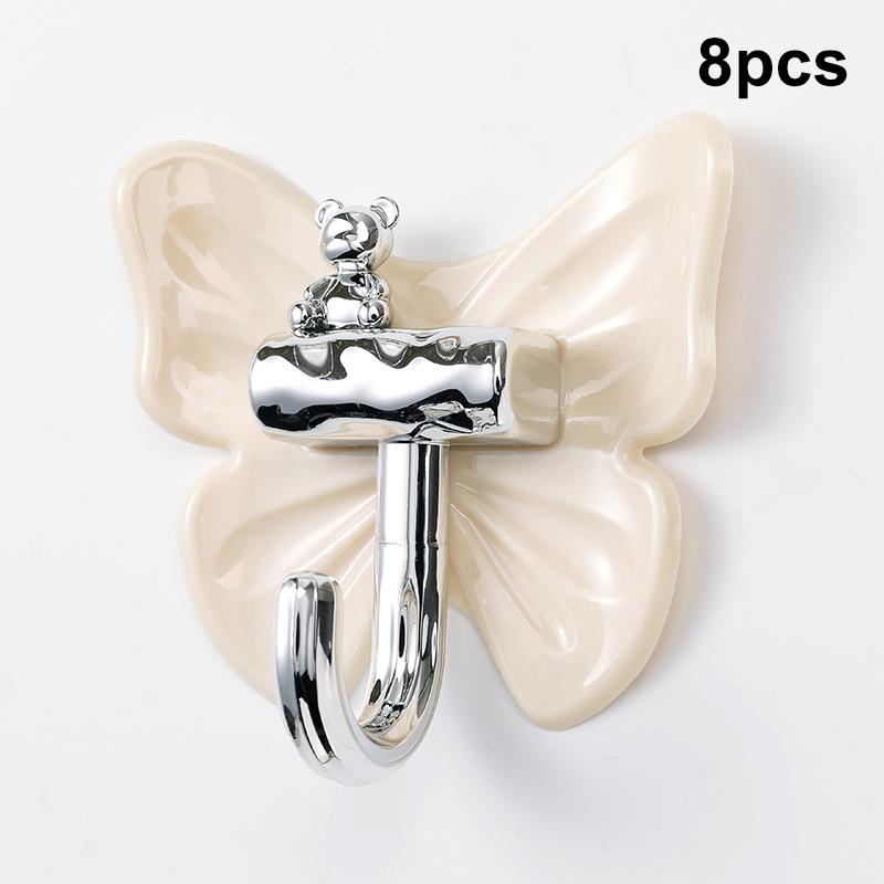 

8 шт. Пластиковые настенные крючки-бабочки, настенный самоклеящийся органайзер для хранения в виде бабочки, влагостойкий декоративный держатель для ключей