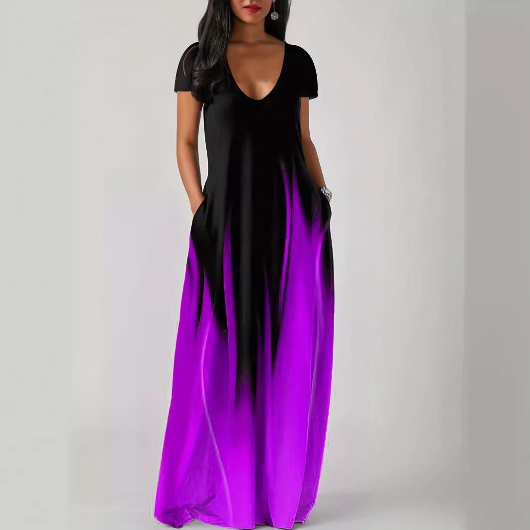 

GMXIA Летнее свободное повседневное сексуальное женское длинное платье с карманами Длинные платья XXXXXL фиолетовый