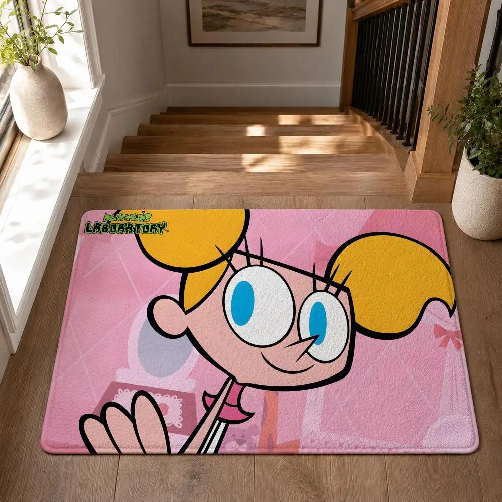 Cartoon D-Dexters Laboratory Good Quality Floor Mat Flannel Rug Non Slip Soft Washable Entryway Hallway Bathroom Kitchen Decor