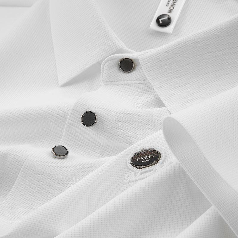 

Мужская высококачественная эластичная рубашка-поло вафельной вязки – Не требует глажки, с коротким рукавом, модная Medium белый