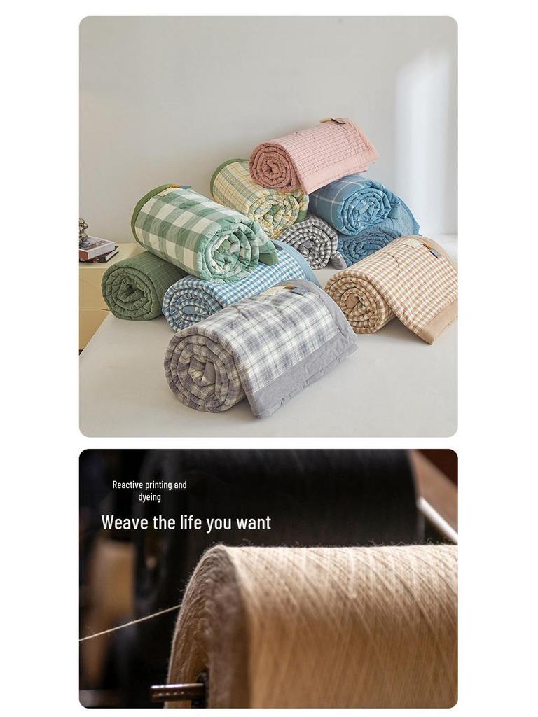 Letní přikrývka ze 100% bavlny: Lehká, prodyšná, chladivá přikrývka pro použití na koleji a doma