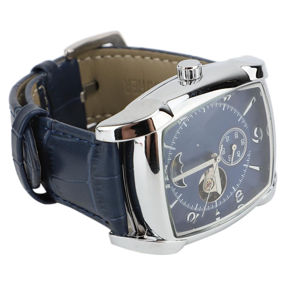 Pánské automatické mechanické náramkové hodinky Skeleton Měsíční fáze Samonatahovací Vodotěsné PU