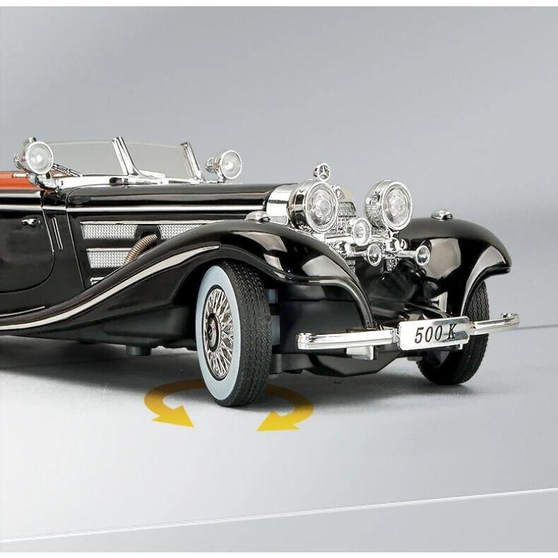 1/24 Mercedes Benz 1936 500K Classic Vintage Alloy Diecast Car Model Sound Car