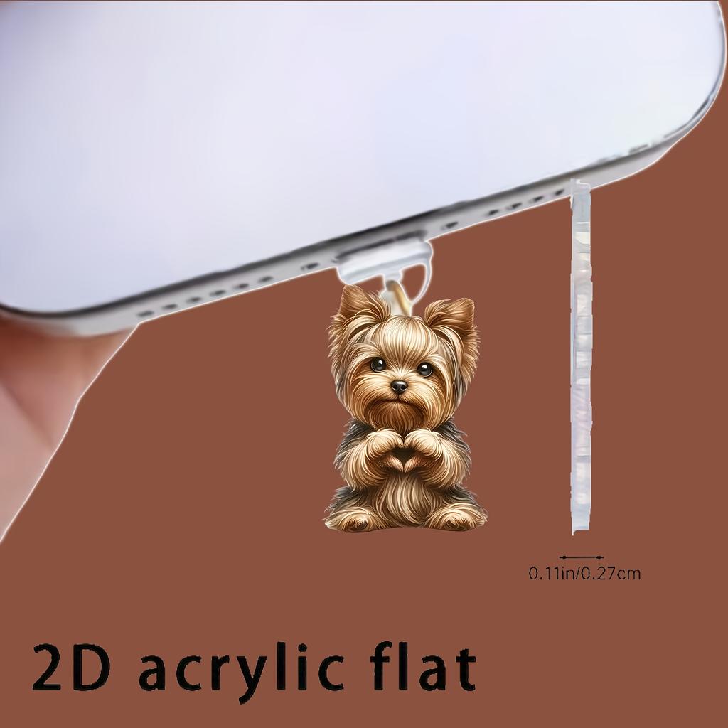 2D Flat 1pc Acrylic Puppy Love Mobile Phone Dust Plug