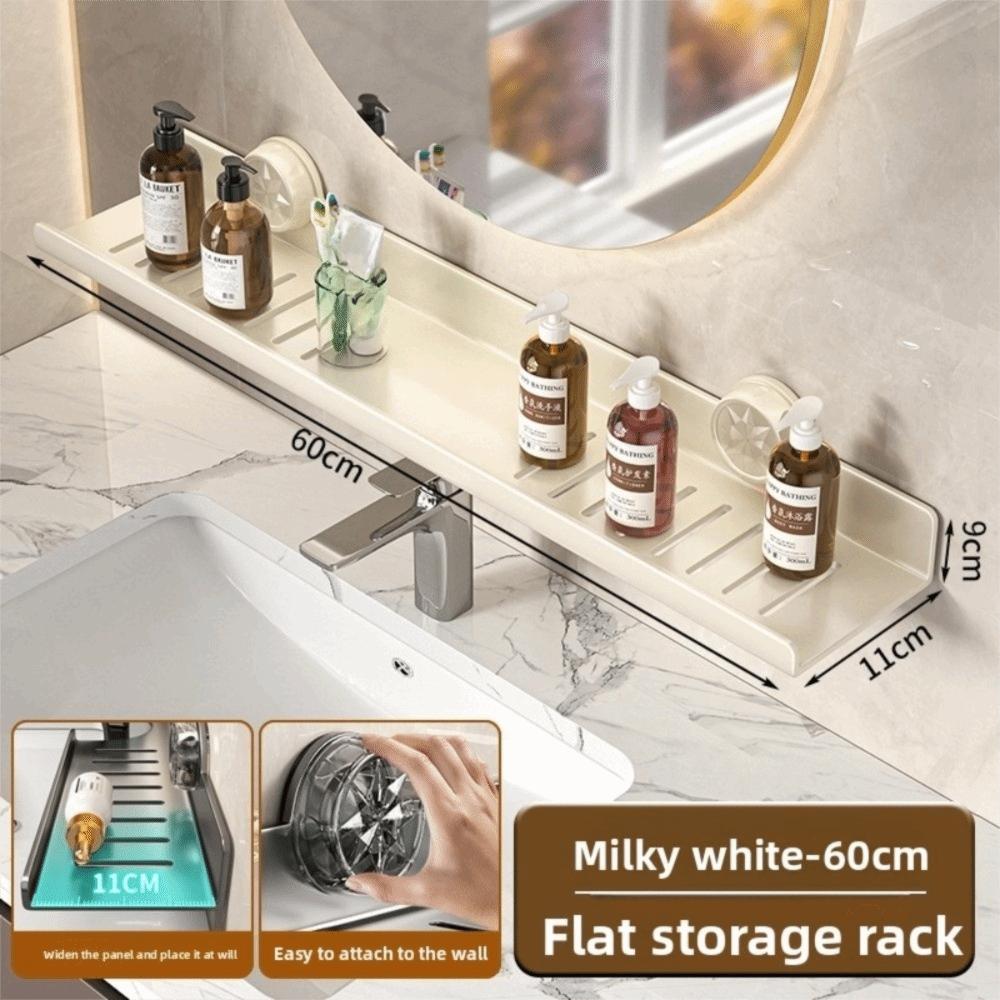 Wall Mounted Suction Cup Storage Shelf Waterproof Washbasin Countertop Shelves  Makeup