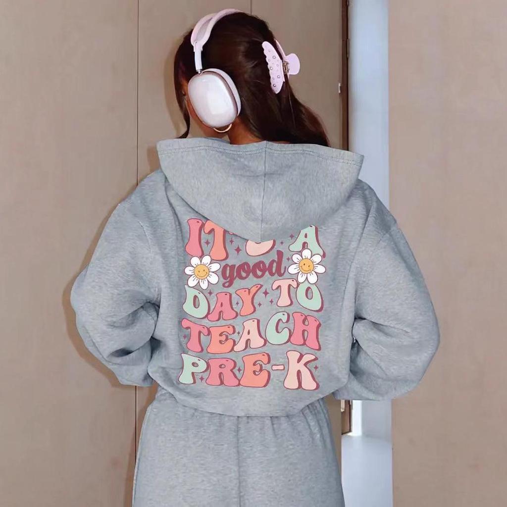 2025 New Arrival Hooded Sweatshirt - Loose Casual Spring/Autumn Versatile Outerwear with 'IT'S GOODDAY' Lettering
