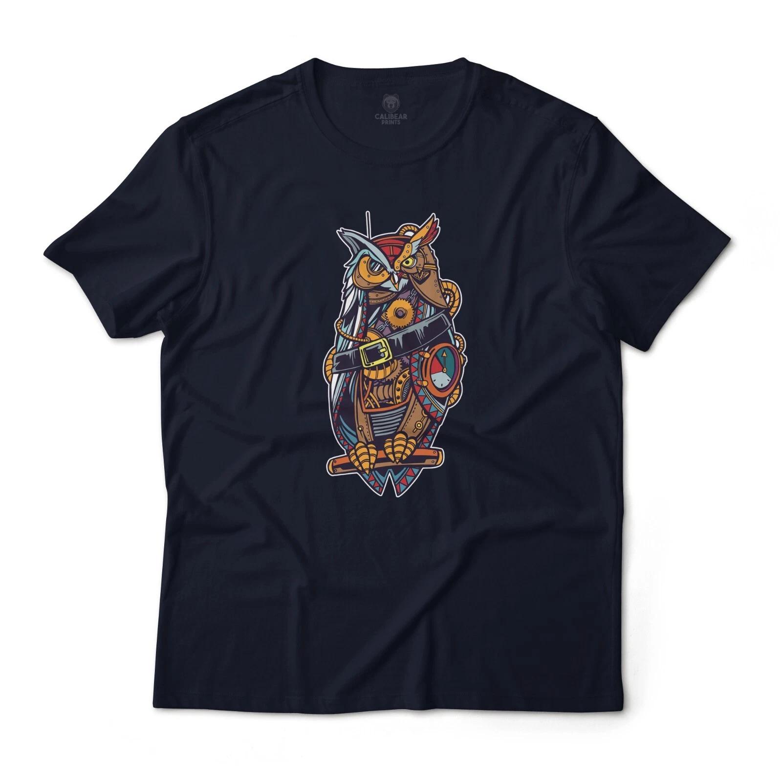 Steampunk Owl Fantasy Art Graphic T-T-Shirt Unisex Lightweight Cotton S