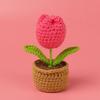 Tulip Crochet Flowers Pot Cute Knit Flower Creative Crochet Plant Pot Tulips Knitting Flower Car Table Home Decor