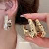 Pleated Acrylic Square Oval Stud Earrings, Metal Feeling Earrings, Earrings, Individual Niche Design Feeling Earrings