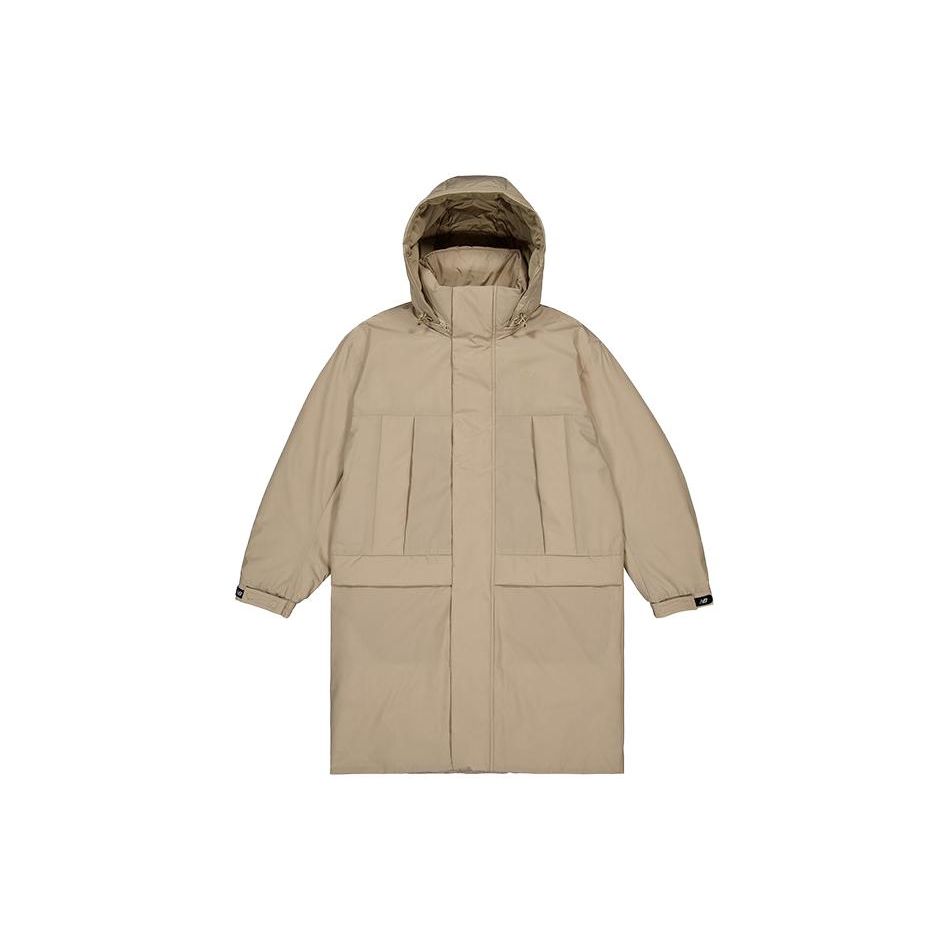 

New Balance однотонный пуховик на молнии с капюшоном, мужская верхняя одежда цвета хаки NPD43191-LBE