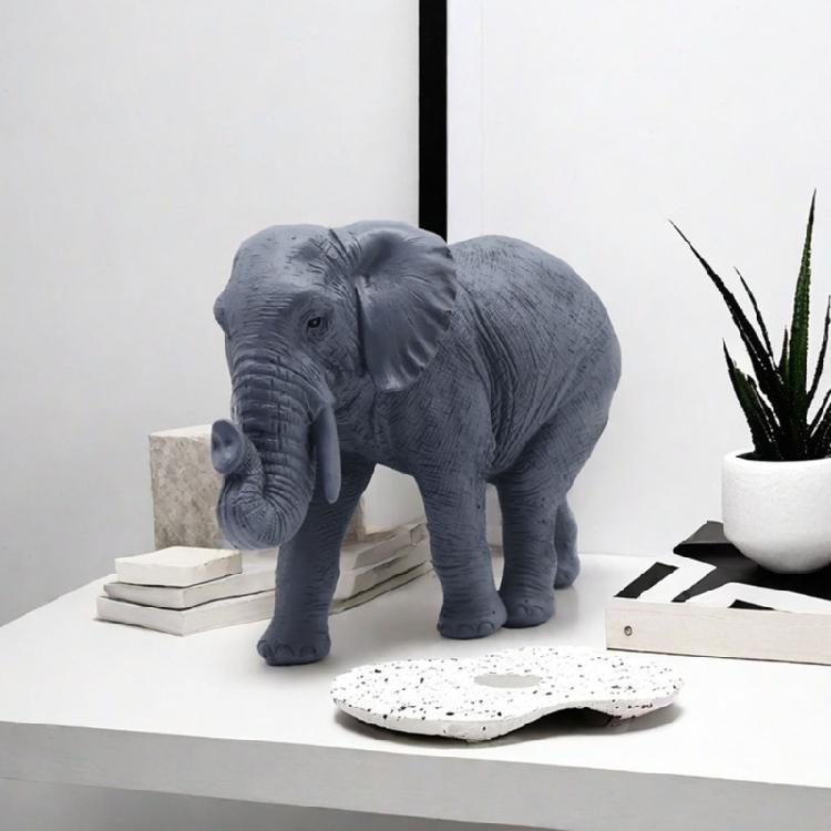 Resin Elephant Sculpture Luck and Wealth Symbol For Desk and Cabinet Decors