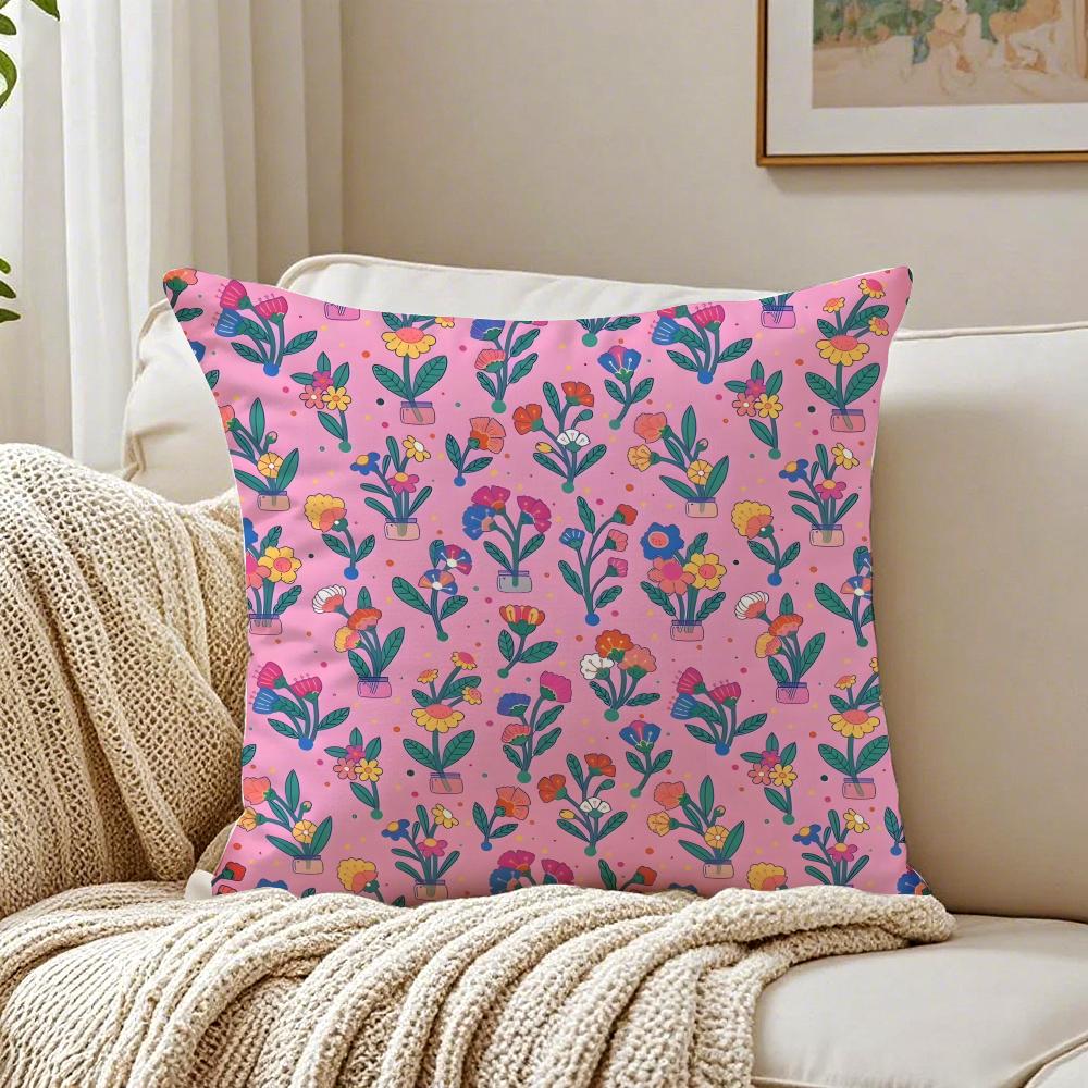 Girls Heart Spring Floral Ins Style Cushion Cover Pillowcase Antidustmite living Room Sofa Decor Cushion Room