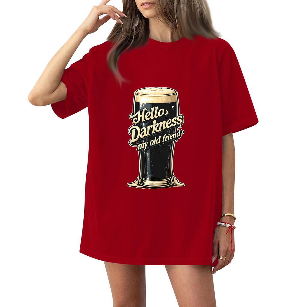 ( Darknss My Old Freend) Women's Fashion Casual Short-Sleeve Neck St. Patrick's Day Printed Shirt/T-Shirt Top