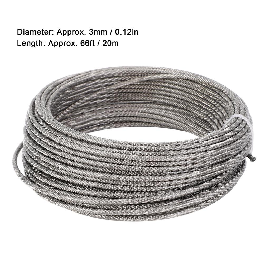 Wire Rope Cable Kit Wire Rope Kit 66ft Length 3mm Diameter 304 Stainless Steel Wire Turnbuckle Lock Kit for Garden