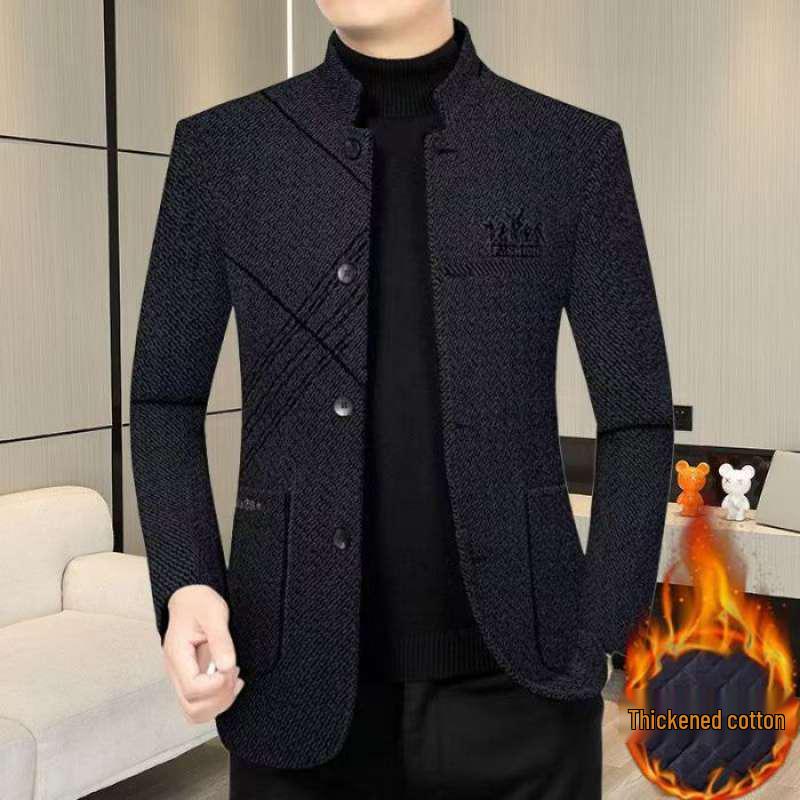 Herren Herbst/Winter Samt Slim Fit Stehkragen Jacke