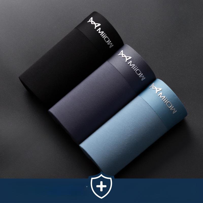 3pcs Men's Underwear Solid Color Four Cornered Pants with No Trace Plus Size Flat Cornered Pants Boxer Brief