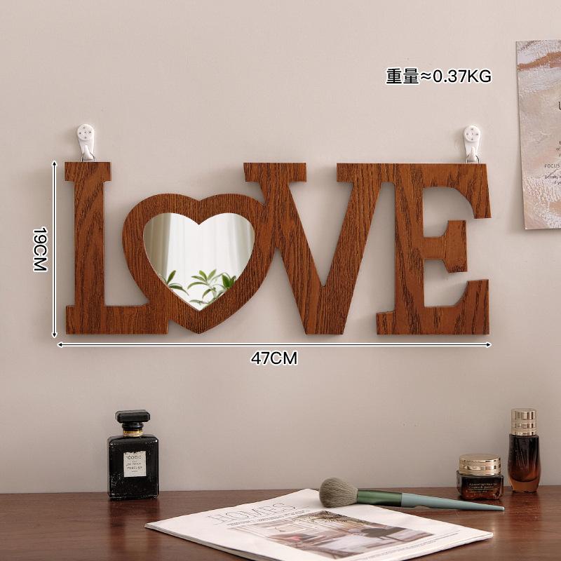 Ins-style French Medieval Wooden Makeup Mirror, Tabletop Decoration, Standable, Suitable for Girls' Bedroom Dressing Mirror