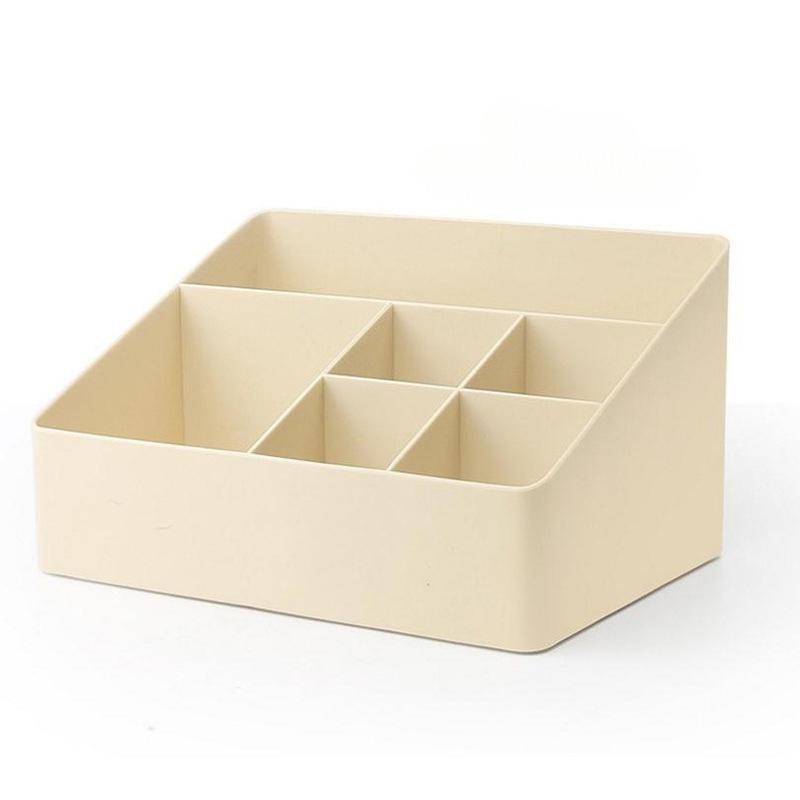 Multi Functional Cosmetics Storage Box 6 Compartments Office Desktop Storage Organizer Plastic Storage Box Makeup Organizer Box