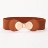 Bow Pair Buckle Elastic Wide Belt Decorative Down Jacket Elastic Waist Seal Slim and Versatile Waist Belt for Women