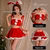 Festive Red Strapless Lingerie with Pom-Pom Tie: Christmas and New Year's Sexy Bodycon Mini Skirt Sleepwear