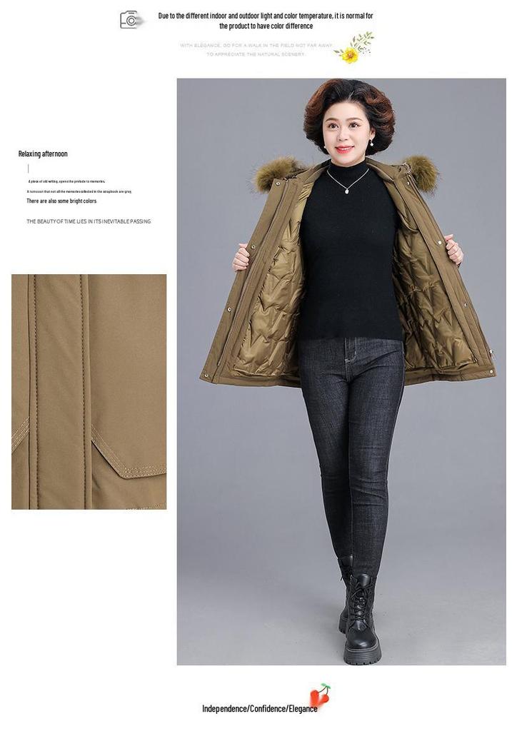 Winter Slimming Parka - Mid-Length Down Jacket for Middle-Aged & Elderly Women (2025 Style)