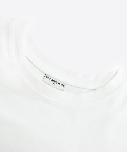 ESCAPEFROM Strawberry Dot Escf Logo Collage Print Slim Fit Short Sleeve T-Shirt Ivory