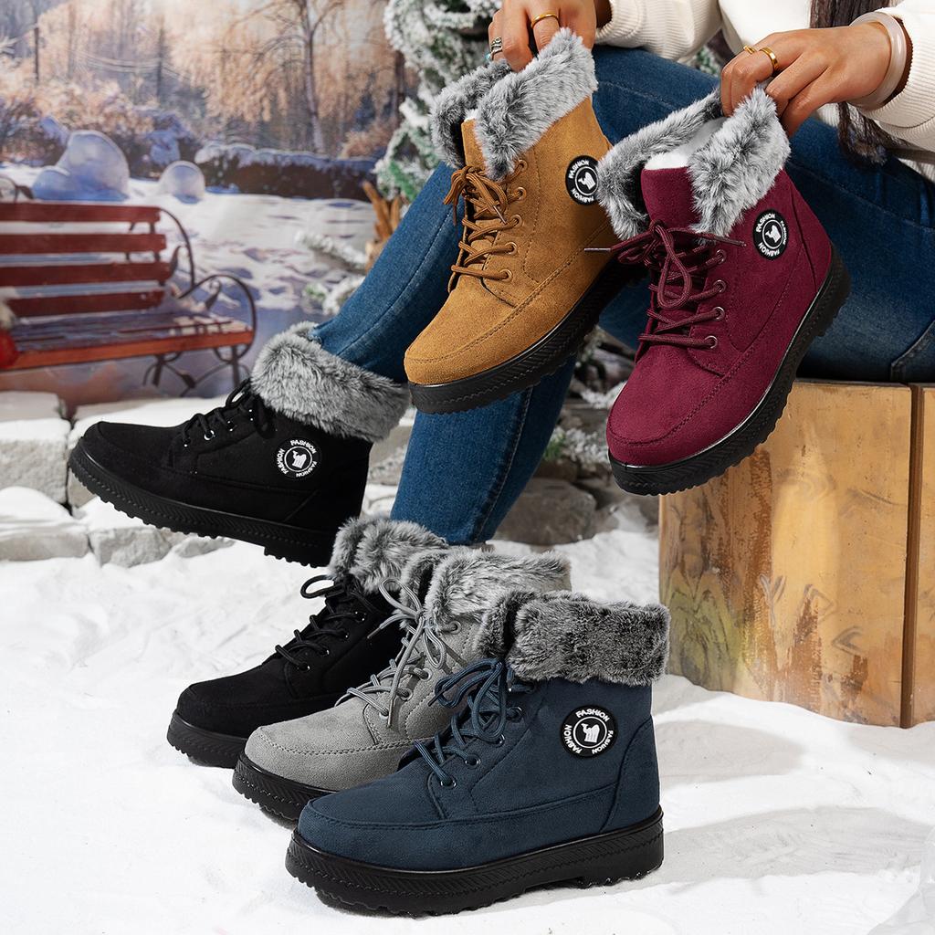 Snow boots women's high-top boots cold-proof and warm cotton boots piled and thickened boots women's thick-soled comfortable cotton shoes