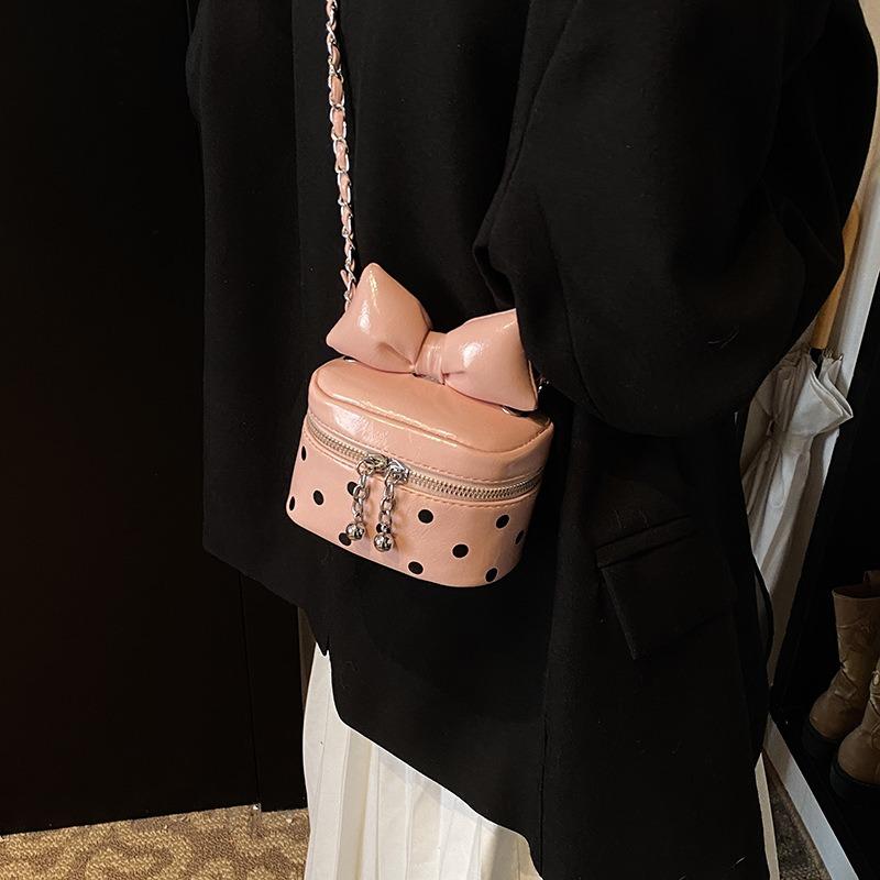 Spring and Summer Mini Small Bag Women's New Polka Dots Try Bow Small Square Bag Crossbody Red Envelope