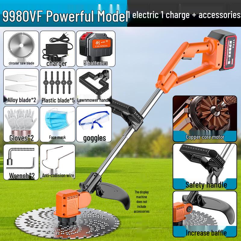 Chuangyi Multifunktionaler Lithium-Akku-Rasenmäher und Motorsense
