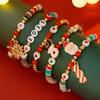 Christmas Soft Pottery Beaded Bracelet Set, Creative Holiday Gift Snowman Elk Alphabet Bracelet