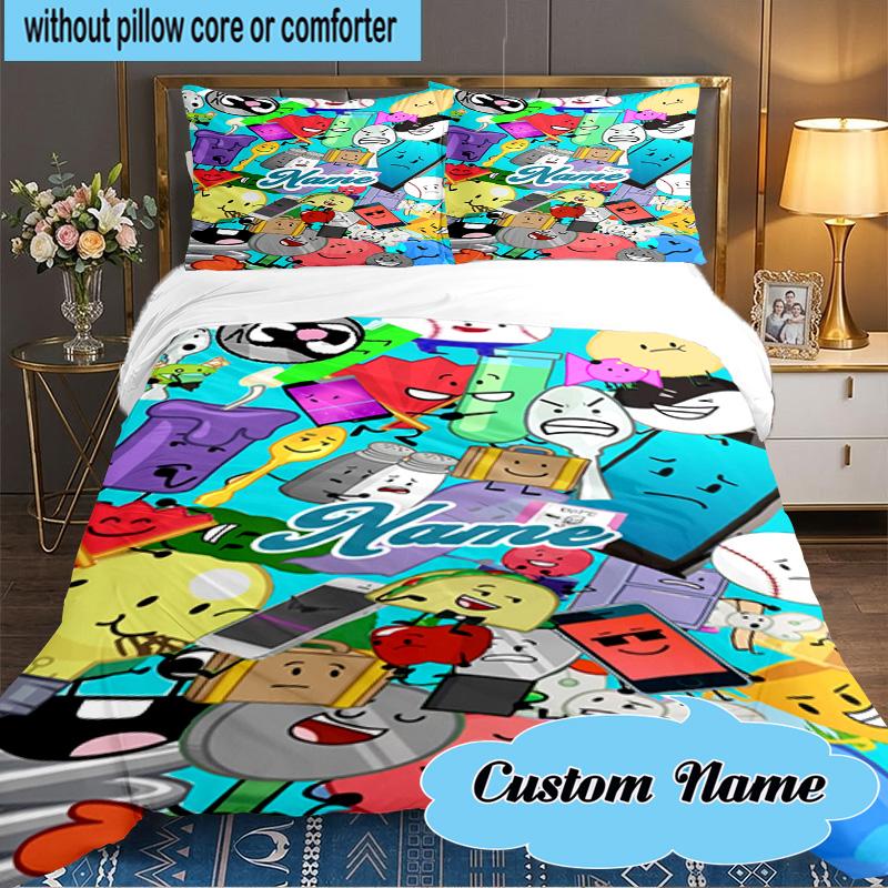 Custom Name 3PCS Cartoon Dream Island Bedding Set Including 1pc Duvet Cover And 2pcs Pillowcases for Bedroom, Dormitory Gift Home Decor