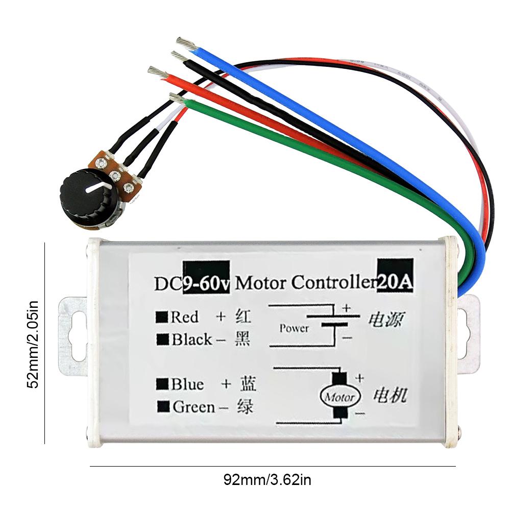 Stepless DC Motor Speed Controller DC 9-60V Max 20A Motor Pulse Width Modulator Regulator PWM DC Motor Driver Speed Controller