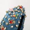 New Baroque Full Diamond Wide-Brim Hair Accessories High Quality Denim Fabric Diamond-Embedded Hand-Stitched Rabbit Headband