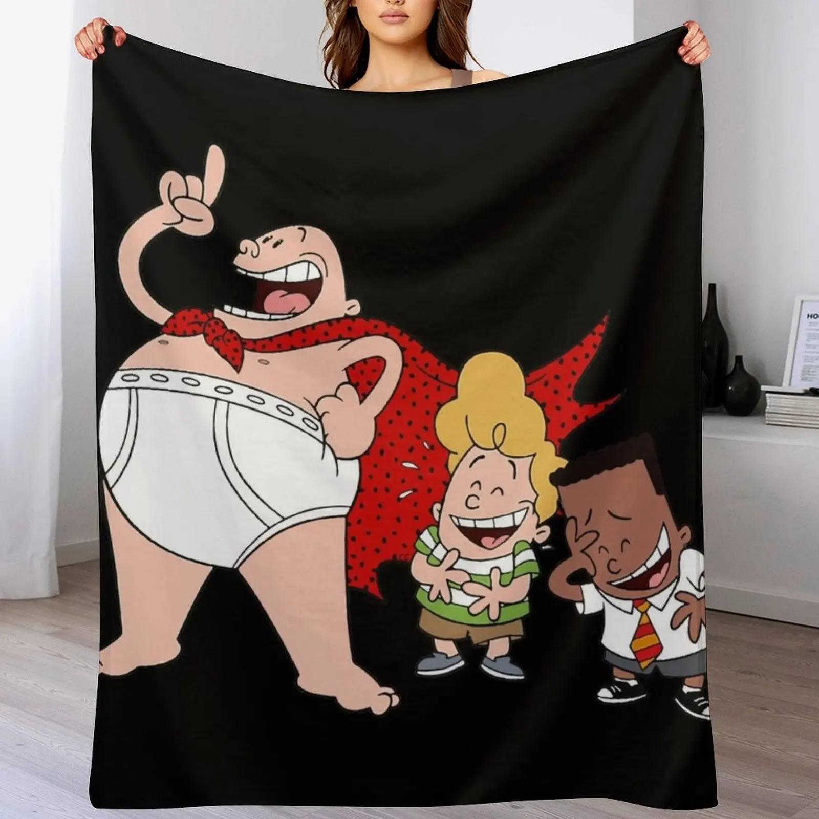 captain underpants cartoon Throw Blanket Soft Solid Color Blanket for Couch Bed 102x76cm(40x30in)