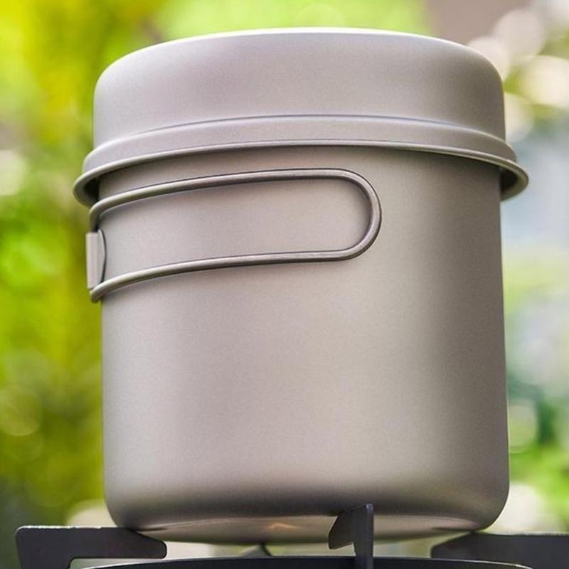 Metal Camping Pots Outdoor Cooking Pots with Folding Handle Camping Cookware for Camping Hiking Picnic Travel