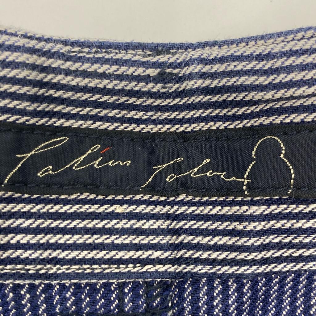 Pallas Palace [Made In 2011] PFPT-3476B Striped Gaucho Pants/ Bottoms 2 Navy / WhiteUsed