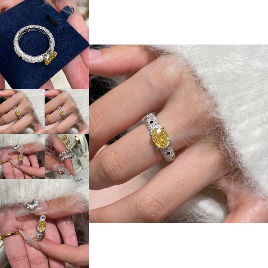 Stunning 2024 Summer Collection Womens Yellow Diamond Adjustable Ring Chic Fresh Style