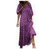 Women Floral Print Bohemian Long Dress Loose V-Neck Fashion Summer Beach Dress