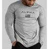 Men Long Sleeves Letter Printed T-Shirt Fitness Tees Outdoor Sport Running Climbing Tights Bodybuilding Muscle Gym Train Compression Shirt