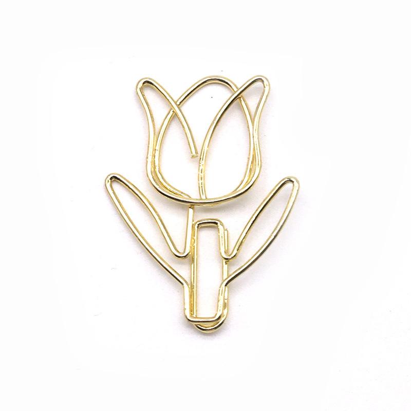 40 ks Tulipánové kancelářské sponky Květinové kreativní kreslené roztomilé kancelářské kancelářské sponky ve tvaru kovové kancelářské sponky