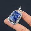 Sodalite Stone Boho Sister Bezel Third Eye Chakra Art Deco Pendant 925 Silver
