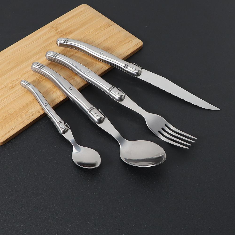Jaswehome Stainless Steel Flatware Set Laguiole Decorated Dinner Knives Forks&Spoons Sets Western Dinnerware