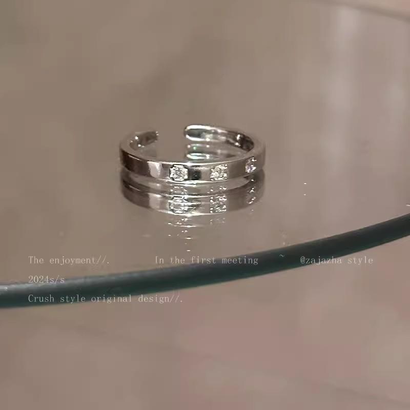 Zirconia Jointed Open-ended Adjustable Ring - Cool and Elegant Niche Design - Ring for Index Finger - Exquisite Finger Ring Three zircon models