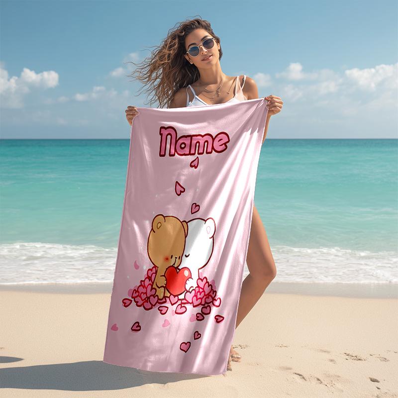 Personalized customized proof beach towel with Bubu Dudu  pattern - soft, absorbent, quick-drying, perfect swimming, camping&bathing