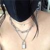2Pcs Cute Lovely Lock Chain Waterproof Reusable Necklace Locks Pendant Wear-resistant Punk Necklaces for Women Clothes