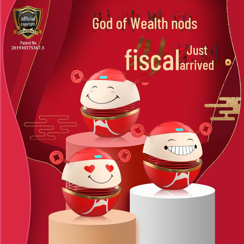 

God of Wealth Nodding Doll: Creative Car Interior Ornament
