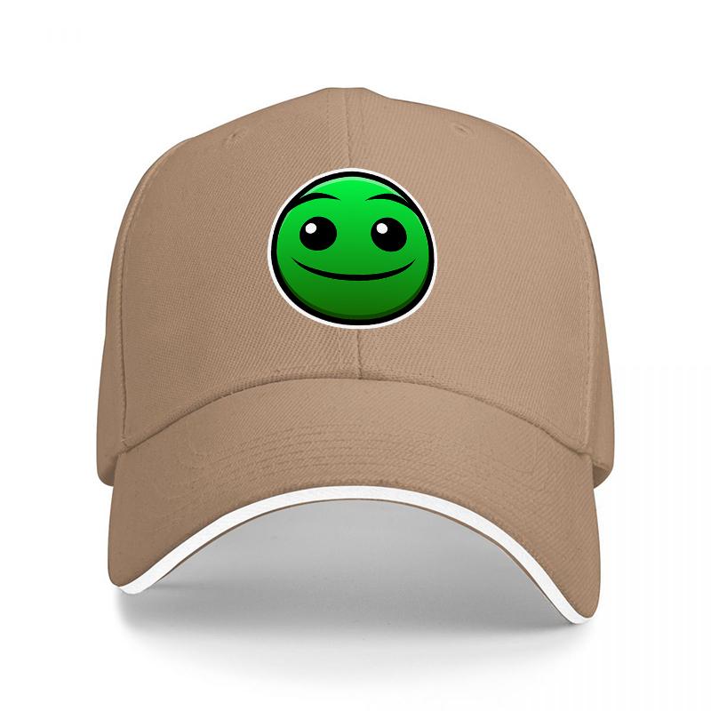 Green Smiley Face Baseball Cap Classic Black Hat with Fun Emoji Design for Casual Wear and Everyday Style